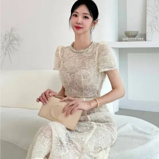 [BUNJANG] Imported Angnel Lace Long Dress / 수입 엉넬 레이스 롱원피스