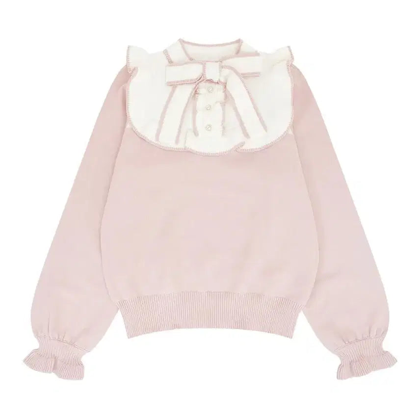 [BUNJANG] Honey Cinnamon Frill Bow Tie Knit Pink Free Size / 허니시나몬 프릴 보우 타이 니트 피움 리즈리사 시크릿허니 마즈 로지타