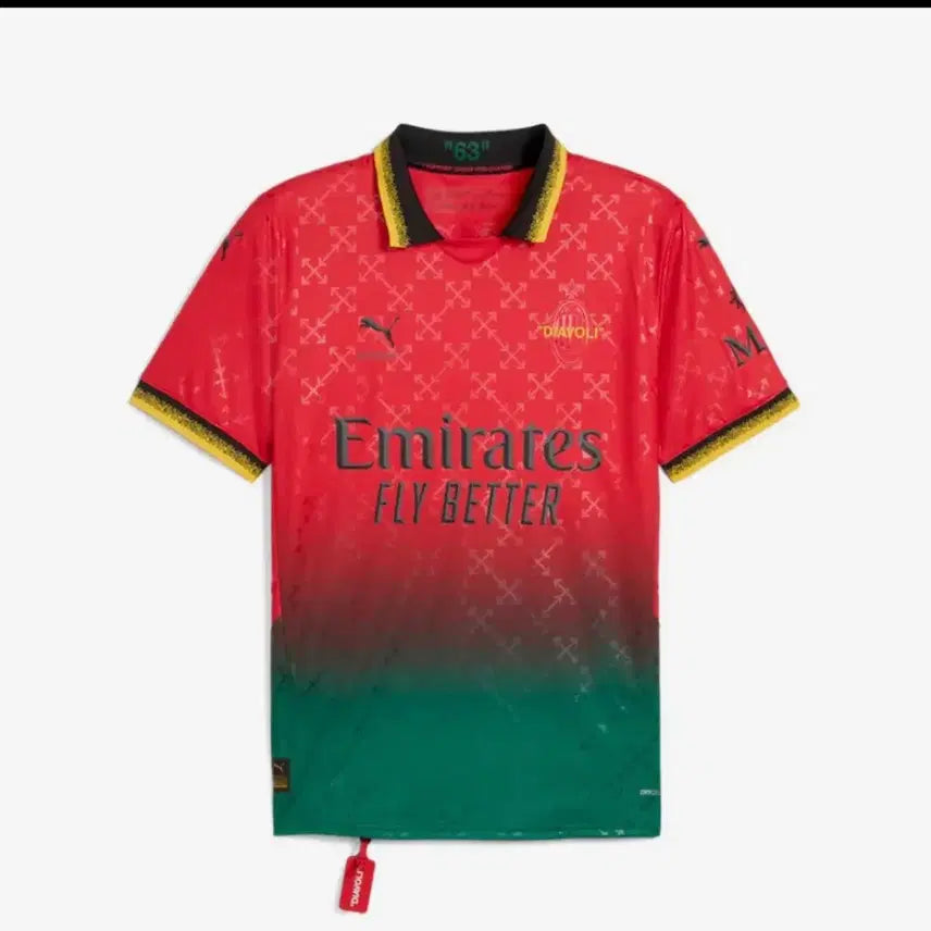 [BUNJANG] Off-White AC Milan Jersey Red Green / 오프화이트 AC밀란 져지 레드 그린