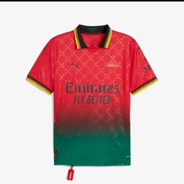 [BUNJANG] Off-White AC Milan Jersey Red Green / 오프화이트 AC밀란 져지 레드 그린