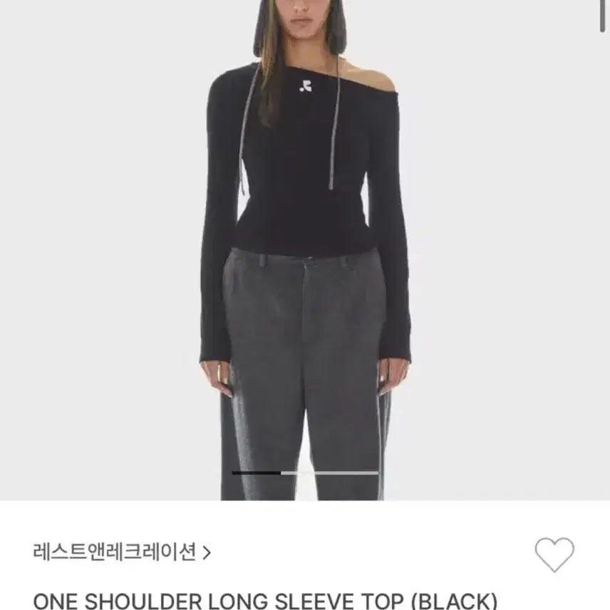 [BUNJANG] REST AND RECREATION One Shoulder Long Sleeve Top Black / 레스트앤레크레이션 원숄더 롱슬리브 탑 블랙