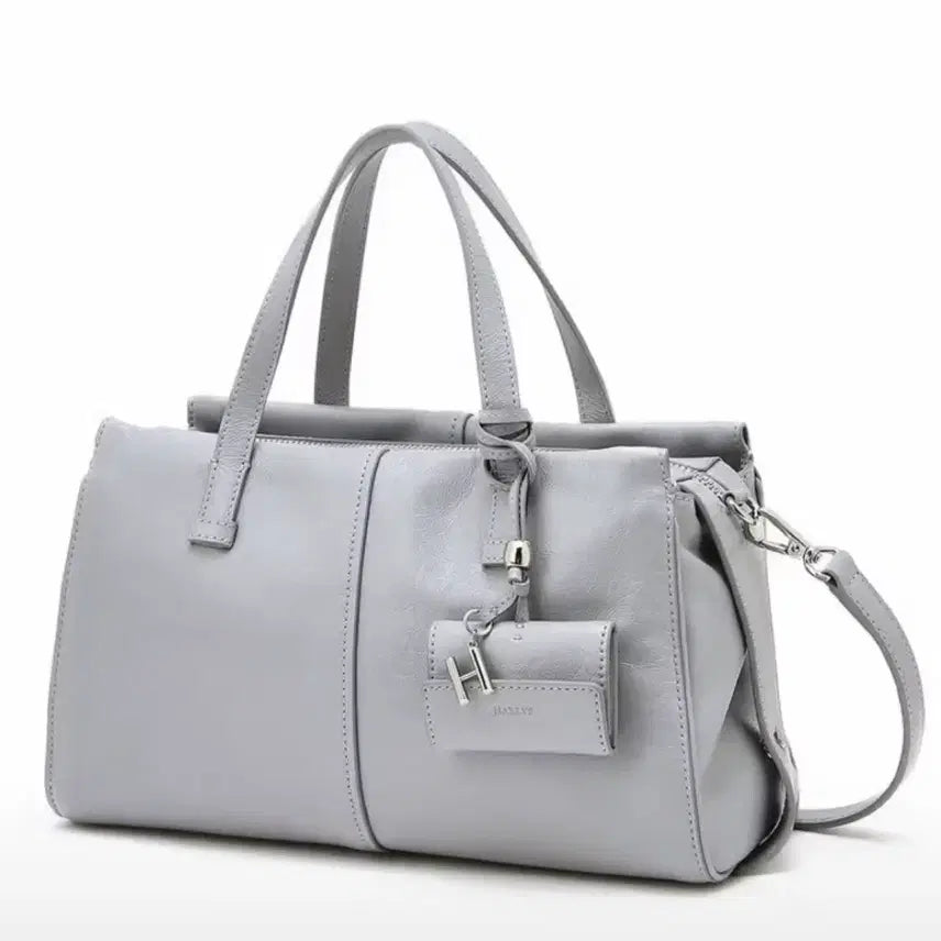 [BUNJANG] Hazzys Bonny Leather Tote Shoulder Bag M / (정가40만원) 헤지스 보니 레더 라이트 그레이 토트겸 숄더백 M