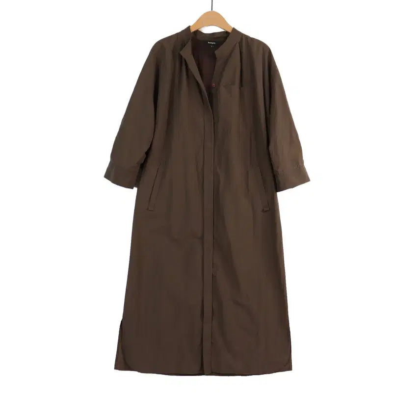 [BUNJANG] Bonispax Brown Woven Long Shirtdress / Bonispax 브라운 우븐 롱원피스 55 루즈핏 셔츠원피스