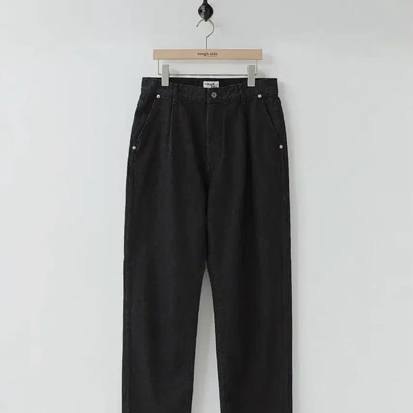 [BUNJANG] Rough Side Drape Denim Pants Black / 러프사이드 드레이프 데님 팬츠 블랙 [3]