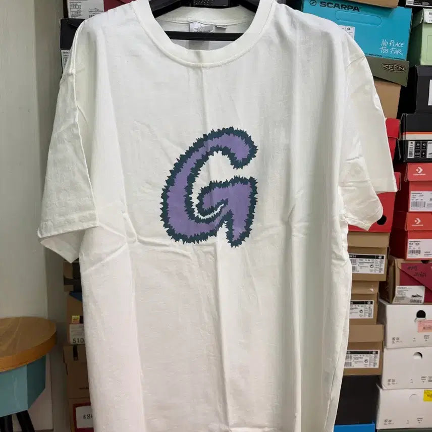 [BUNJANG] Gramicci Fuzzy Logo White Short Sleeve T-Shirt XXL / [XXL]그라미치 FUZZY 로고 화이트 반팔 티셔츠