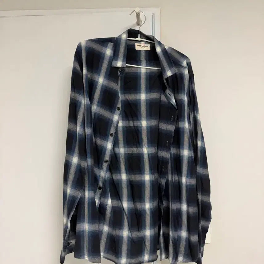 [BUNJANG] Saint Laurent Blue Check Shirt Size 40 / 생로랑 블루 체크셔츠 40사이즈