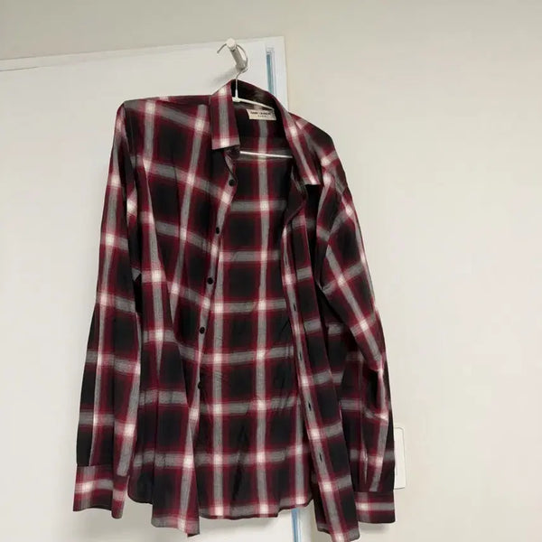 [BUNJANG] Saint Laurent Red Checkered Shirt Size 40 / 생로랑 레드 체크셔츠 40사이즈