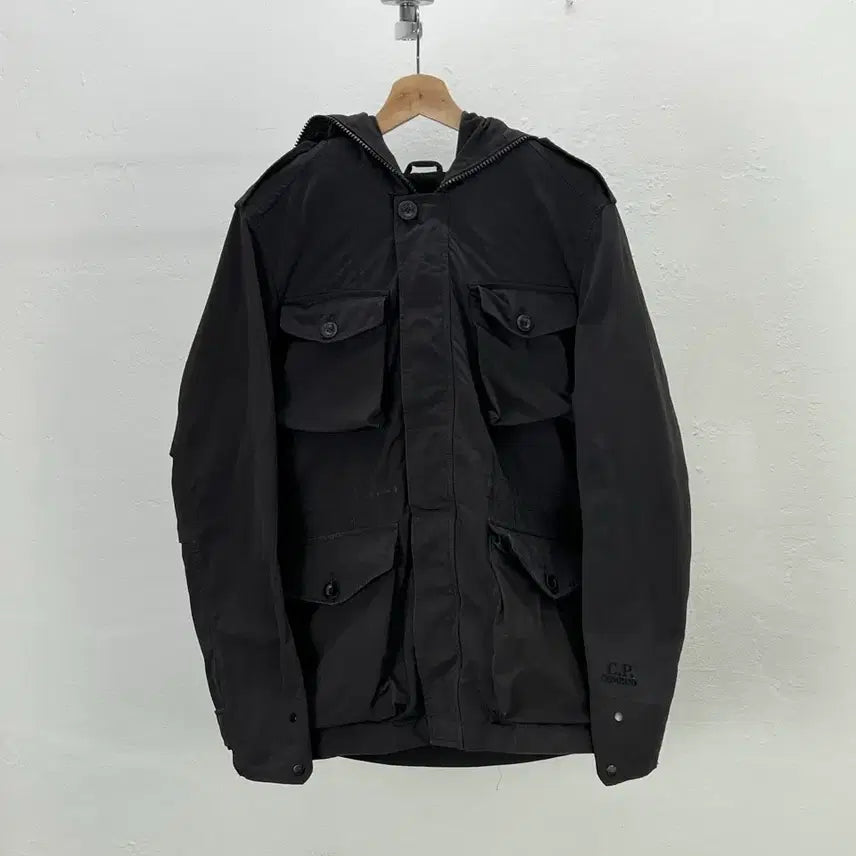 [BUNJANG] CP Company Black 4-Pocket Goggle Hooded Cotton Jacket / cp컴퍼니 블랙 4포켓 고글 후디 코튼 자켓