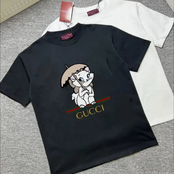 [BUNJANG] Gucci Marie Animation Cat Printing T-Shirt Black/White / 구찌 마리 애니메이션 고양이 프린팅 티셔츠 블랙/화이트