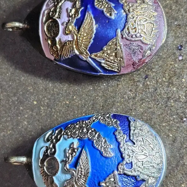 [BUNJANG] Vintage Cloisonné Enamel Buttons (Set of 2) / 옛날 전통 한복 칠보 수공예 단추 2점 미사용