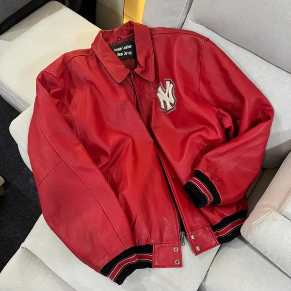 [BUNJANG] NY American Vintage Leather Jacket 2XL / NY 아메리칸 빈티지 레더 자켓 2XL