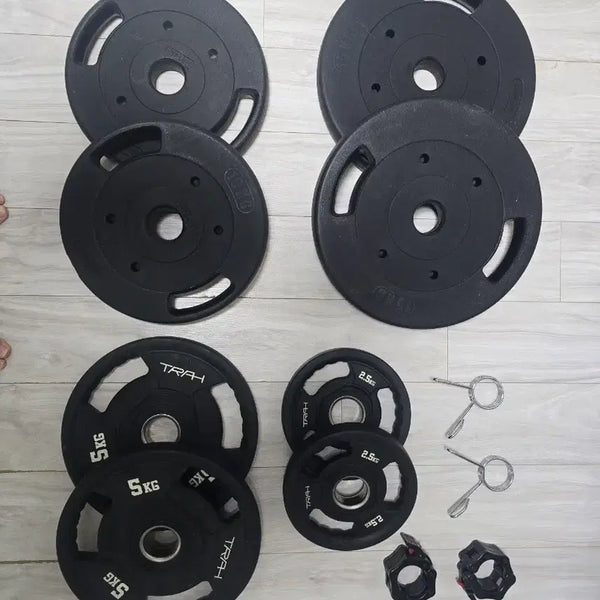 [BUNJANG] Barbell Set with EZ Bar and Weight Plates (180cm Barbell, 120cm EZ Bar) / 원판 , EZ바(120cm) , 바벨봉(180cm)