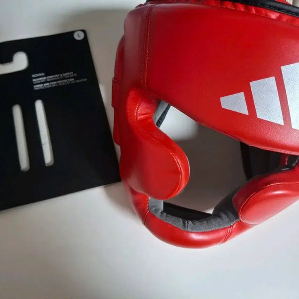 [BUNJANG] Adidas Speed Headgear - Chin Guard Type [Red/Silver] / 아디다스 스피드 헤드기어 턱보호형 [레드/실버]