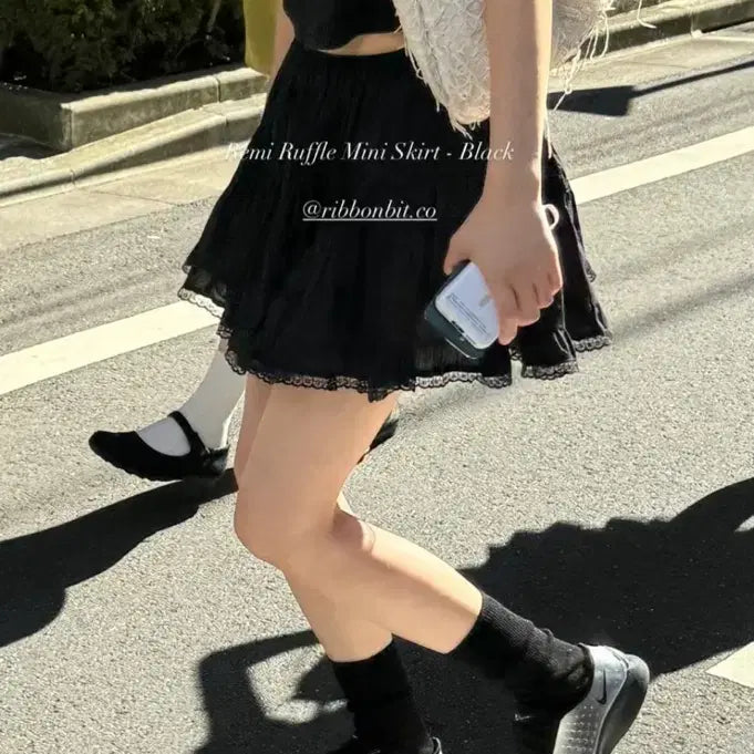 [BUNJANG] Ribbon Light Remi Ruffle Mini Skirt / 리본빛 레미 러플 미니 스커트