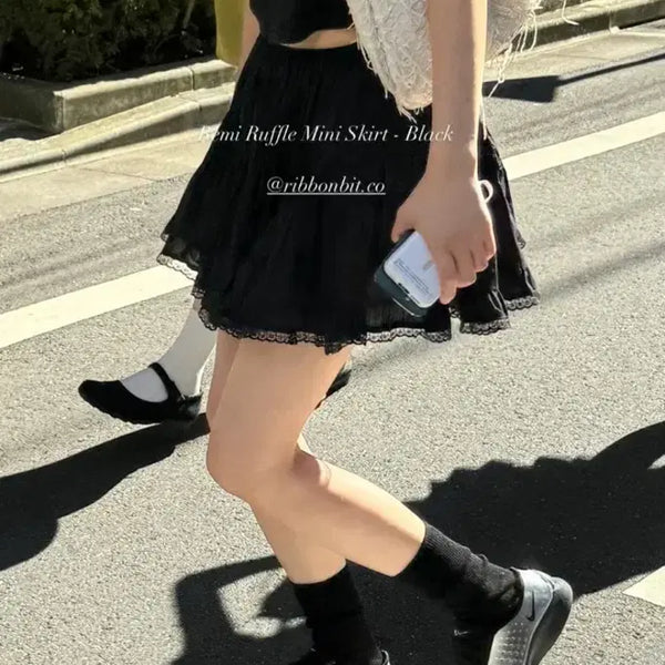 [BUNJANG] Ribbon Light Remi Ruffle Mini Skirt / 리본빛 레미 러플 미니 스커트