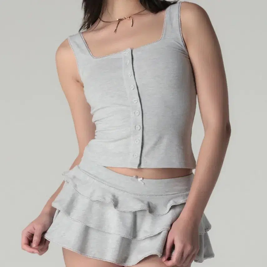 [BUNJANG] Glonny Picot Frill Mini Skirt M / 글로니 피콧 프릴 미니스커트 m