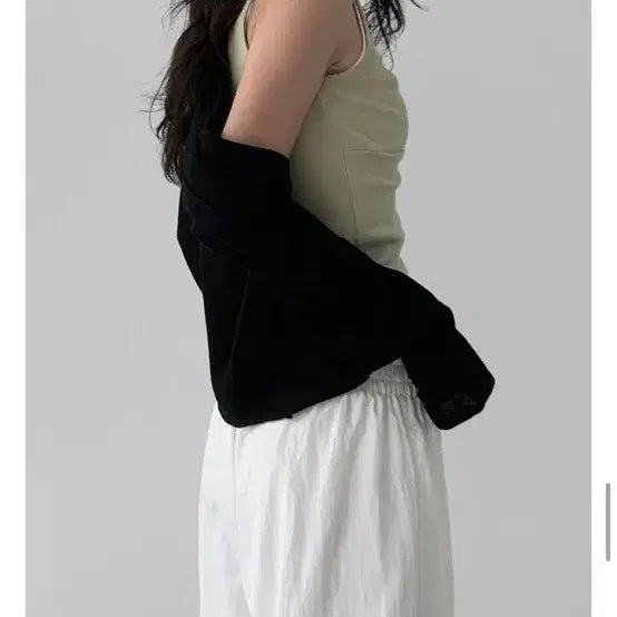 [BUNJANG] Manique Lee Hey Basic Round Linen Cardigan Black / 매니크 리헤이 베이직 라운드 린넨 가디건 블랙 새제품