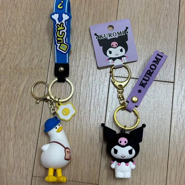[BUNJANG] Kuromi Keyring and Duck Keyring Set / 갸우뚱 오리 키링, 쿠로미 키링
