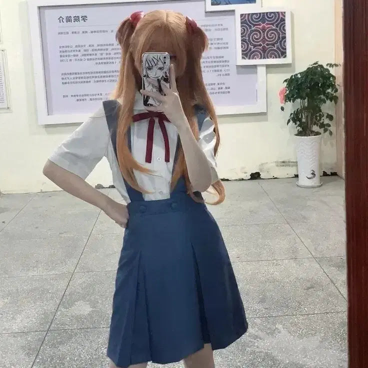 [BUNJANG] Evangelion Cosplay Uniform Costume Set (Rei, Asuka) / (현물/판매)에반게리온 코스프레 교복 의상 판매(레이, 아스카)