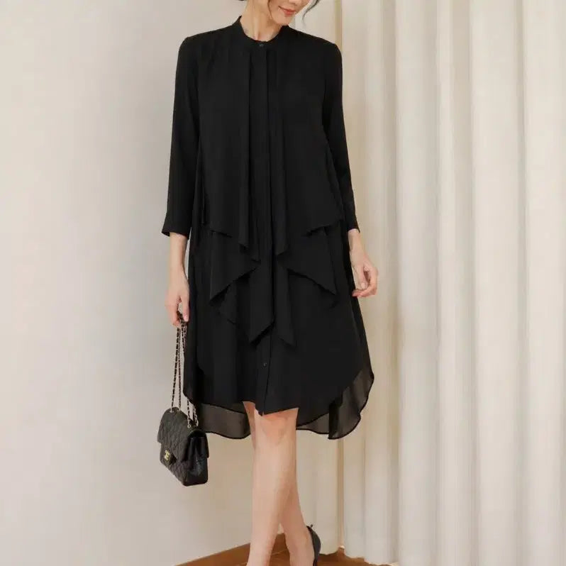 [BUNJANG] COS Black Drape Long Dress EUR 34 / COS 코스 블랙 드레이프 롱원피스 34사이즈 하객룩 미니멀룩