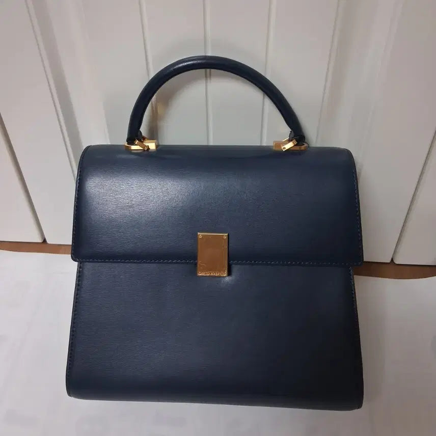 [BUNJANG] Couronne Mila Tote Bag Navy Leather / 쿠론소가죽가방 쿠론 밀라토트백