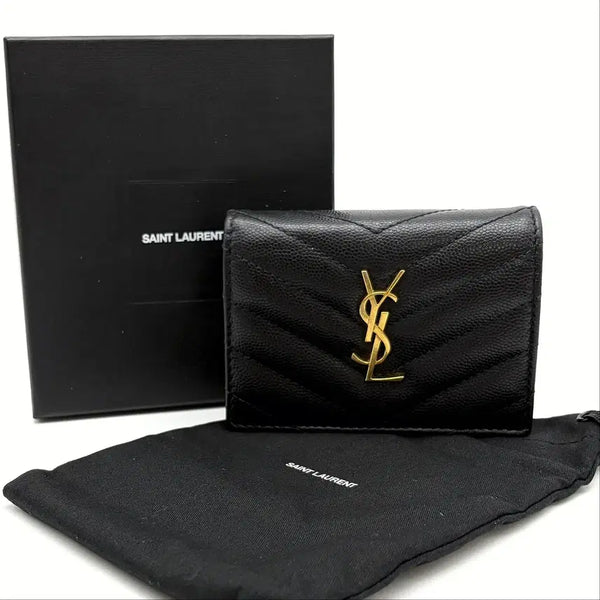 [BUNJANG] Saint Laurent Monogram Matelassé Card Wallet Black / 생로랑 모노그램 마틀라세 여성 반지갑 카드지갑 블랙 (530841)