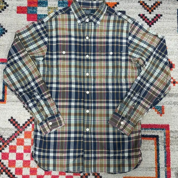 [BUNJANG] Polo India Madras Work Shirt Size 100 / (100) 폴로 인디아 마드라스 워크셔츠 S
