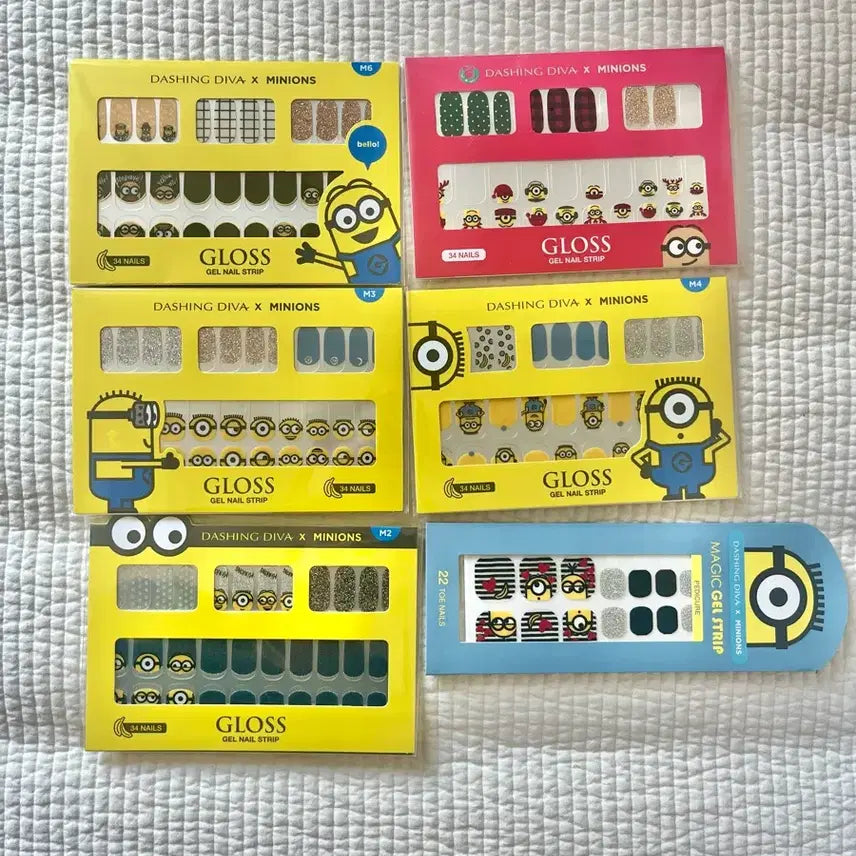 [BUNJANG] Dashing Diva Minions Gel Nail Strips - Pedicure, New Product / 미니언즈 데싱디바 네일스티커 젤네일 스트립 페디큐어 새상품