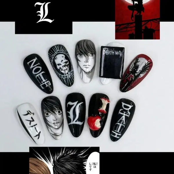 [BUNJANG] Death Note Custom Nail Tips / [Open Event]데스노트 네일팁 |오타쿠네일 |애니네일 |캐릭터네일
