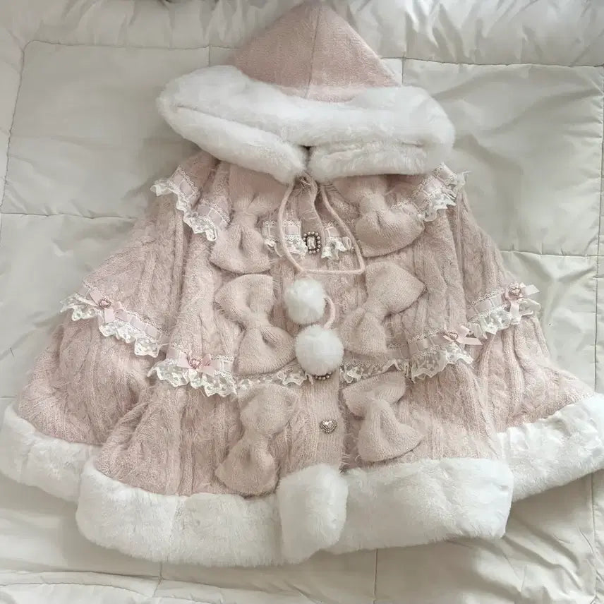 [BUNJANG] Liz Lisa Pompom Knit Poncho / (영수증o)리즈리사 폼폼 니트 판쵸
