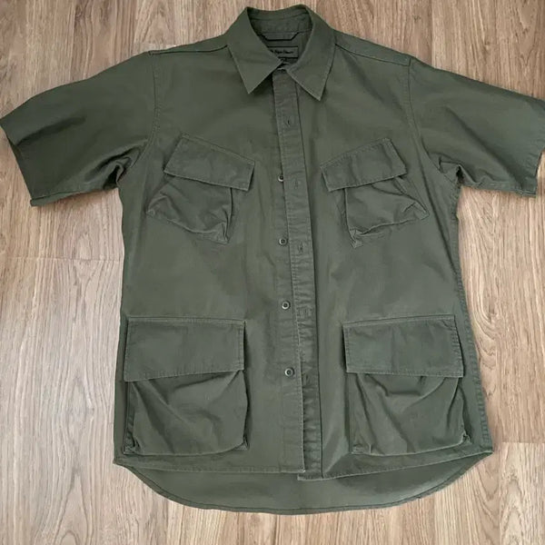 [BUNJANG] Nigel Cabourn Fatigue Khaki Short Sleeve Shirt / 나이젤카본 퍼티그 카키색 반팔셔츠
