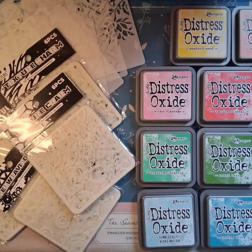 [BUNJANG] Tim Holtz Ink Set (11 Colors) & Stencil Set (39 Designs) / [Tim Holtz] 팀홀츠 잉크 11종, 스텐실 39종