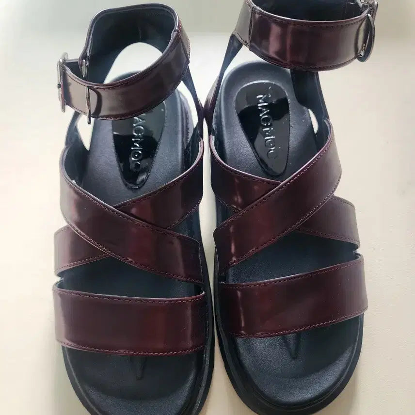 [BUNJANG] Mark Mook Burgundy Strap Sandals (225) / 마크모크 버건디 스트랩샌들225