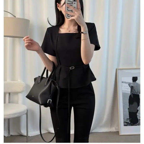 [BUNJANG] Le Shore Belt Blouse / [르쇼어] 여름 하객룩 벨트 블라우스