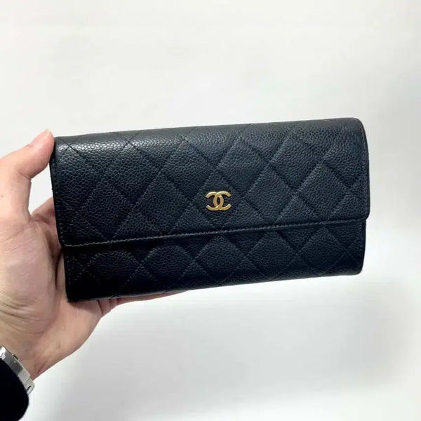 [BUNJANG] Chanel Caviar Gold Hardware Long Wallet / 샤넬 캐비어 금장 장지갑