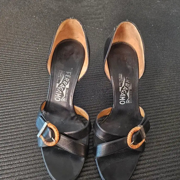 [BUNJANG] Salvatore Ferragamo Black Heel Sandals 235 / 페라가모 샌들 블랙 힐 235