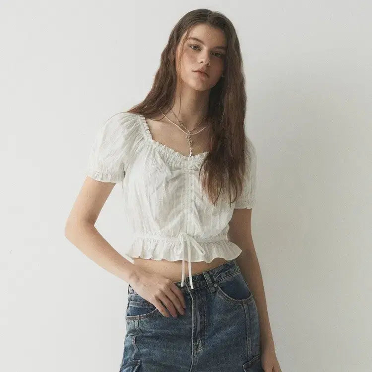 [BUNJANG] Who.A.U Shirring Blouse / 후아유 셔링 블라우스