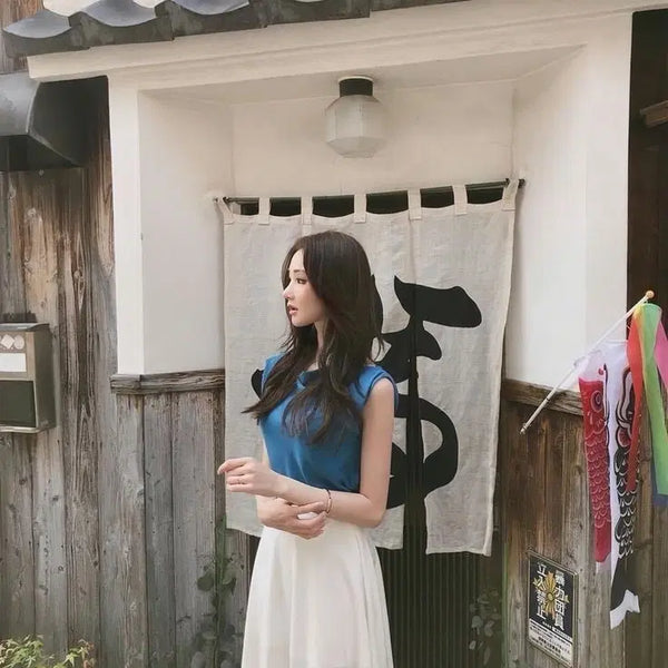 [BUNJANG] Labelle Blanc Silk Sapphire Blue Blouse / 라벨르블랑 블라우스