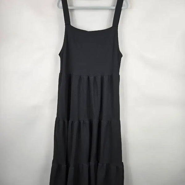 [BUNJANG] ARA Women's Black Strappy Long Dress / [무료배송]ARA 여성 F 뷔스티에 에이프런 캉캉 롱 원피스 블랙 멜빵