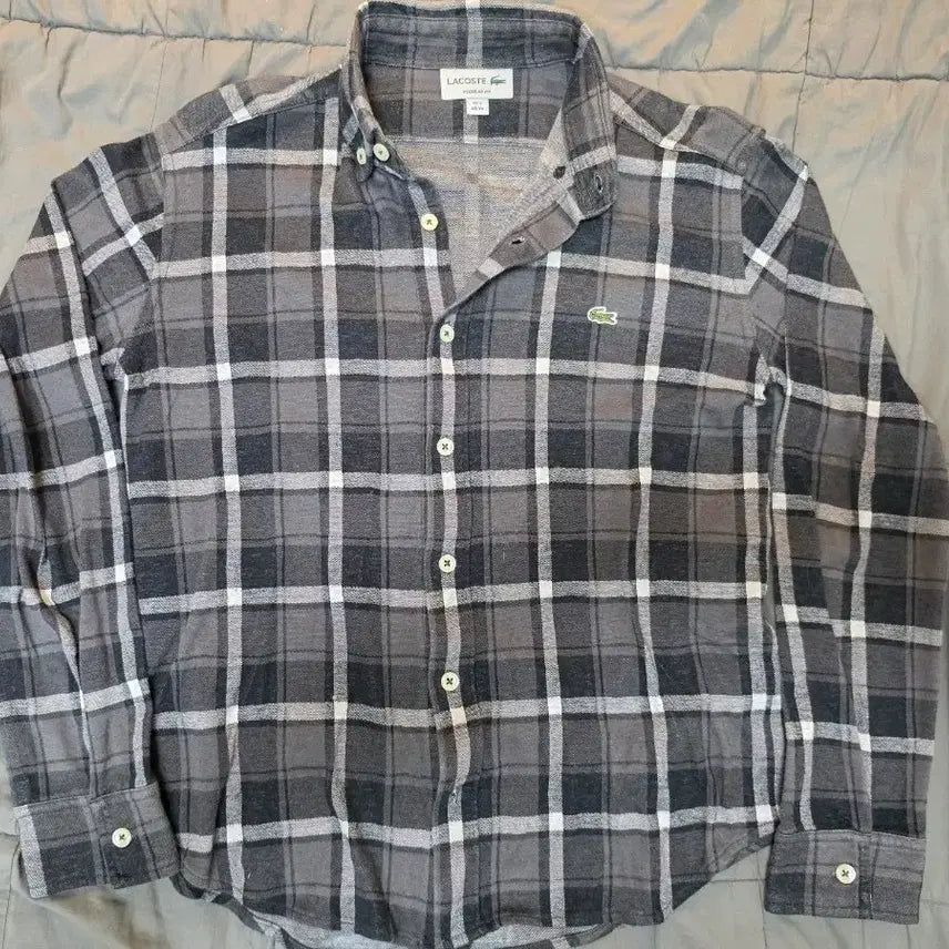 [BUNJANG] Lacoste Grey Plaid Shirt / 라코스테 체크 남방 회색