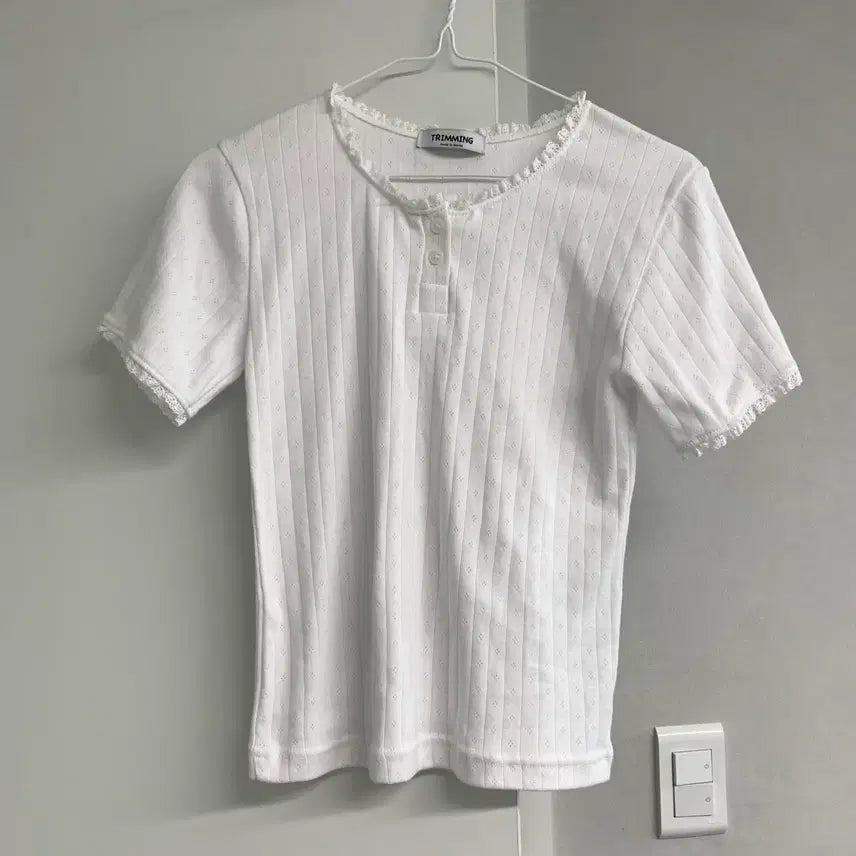 [BUNJANG] Lace Cotton T-Shirt / 새상품 레이스 코튼 티셔츠