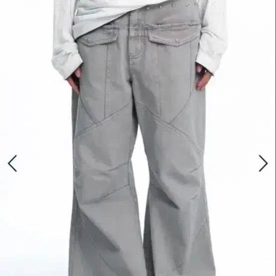 [BUNJANG] Washing Panel Stitch Pants Grey M / 러프넥 워싱 패널 스티치 팬츠 그레이 m