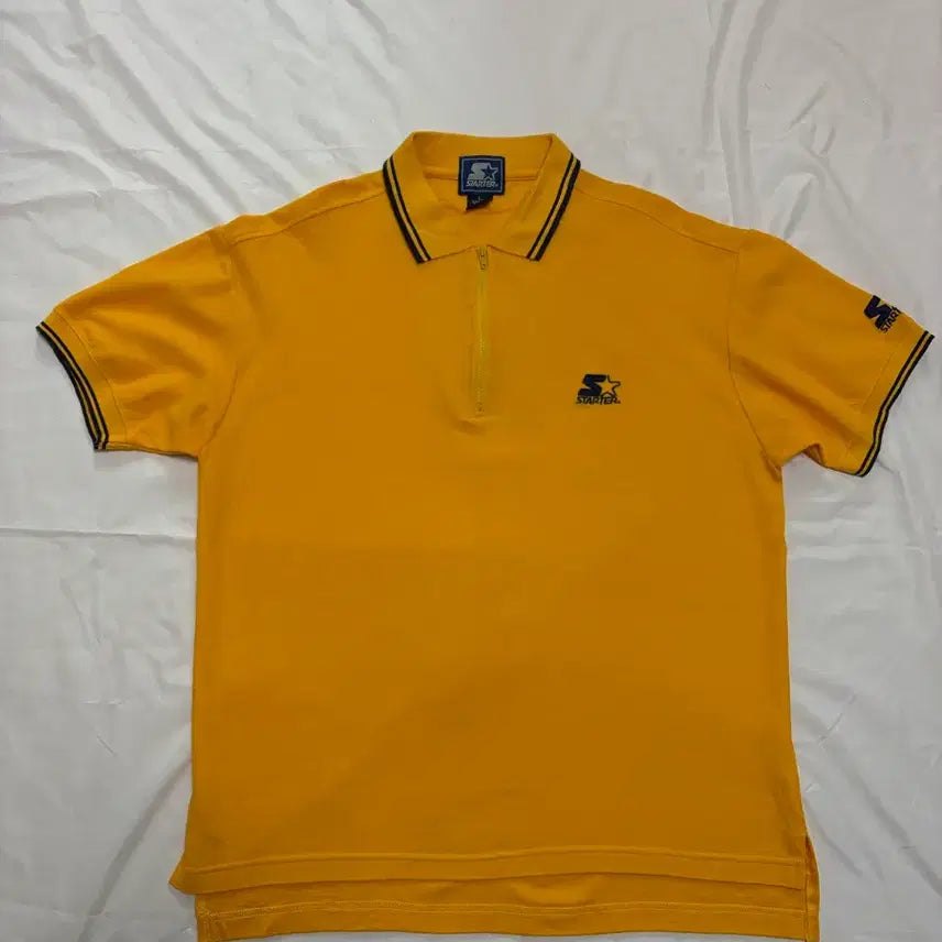 [BUNJANG] Starter 90s Yellow Collar T-Shirt Zip-Up / L) 90s 스타터 starter 스포츠 카라티 카라 집업 옐로우