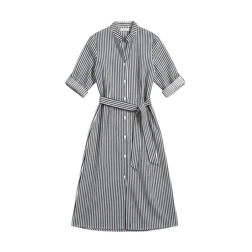 [BUNJANG] CHILOI Women's Striped Banding Shirt Dress / 여성F/ CHILOI 스트라이프 밴딩 셔츠원피스 16-15