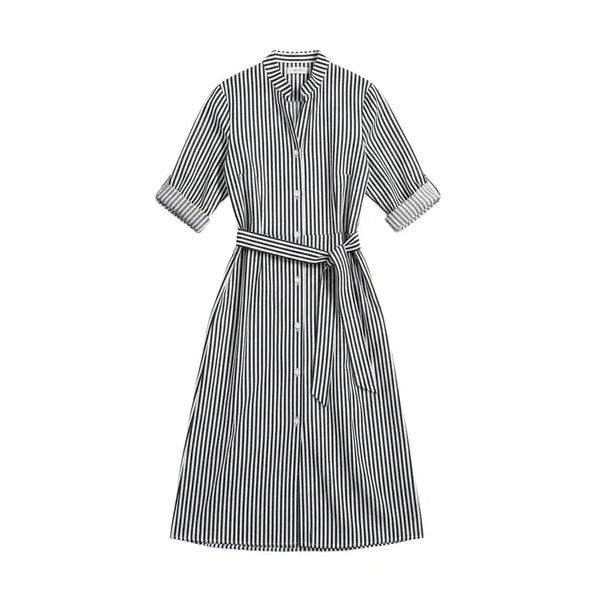 [BUNJANG] CHILOI Women's Striped Banding Shirt Dress / 여성F/ CHILOI 스트라이프 밴딩 셔츠원피스 16-15