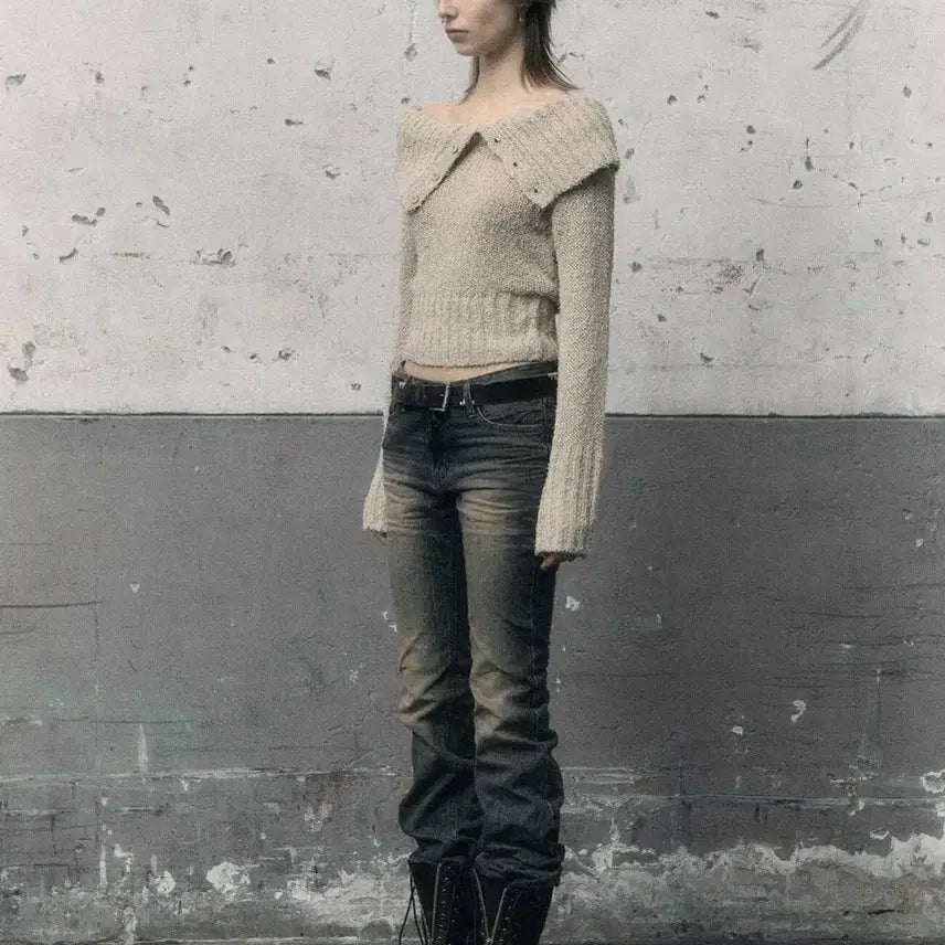 [BUNJANG] Bohemse Sand Blue EMBO Washed Bootcut Jeans / 보헴서 SAND BLUE EMBO WASHED BOOTCUT JEANS