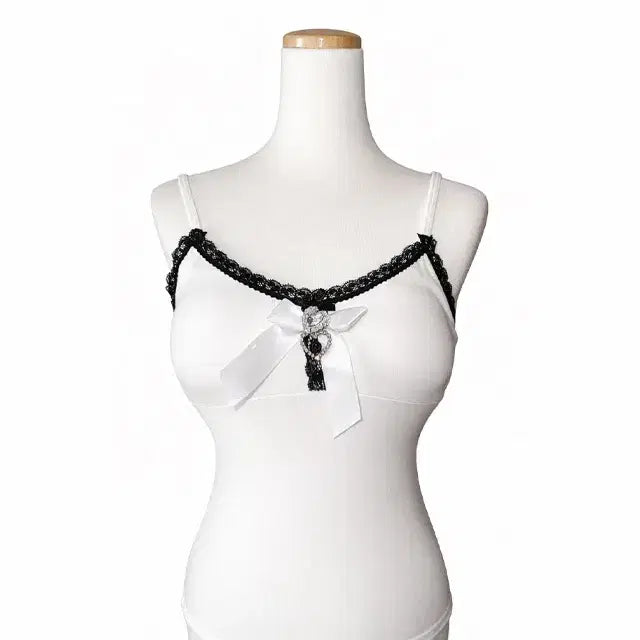 [BUNJANG] Heart Cubic Sleeveless Top with Built-in Bra / [빠른발송] 하트 큐빅 끈나시 기모 민소매 캡내장  나시티