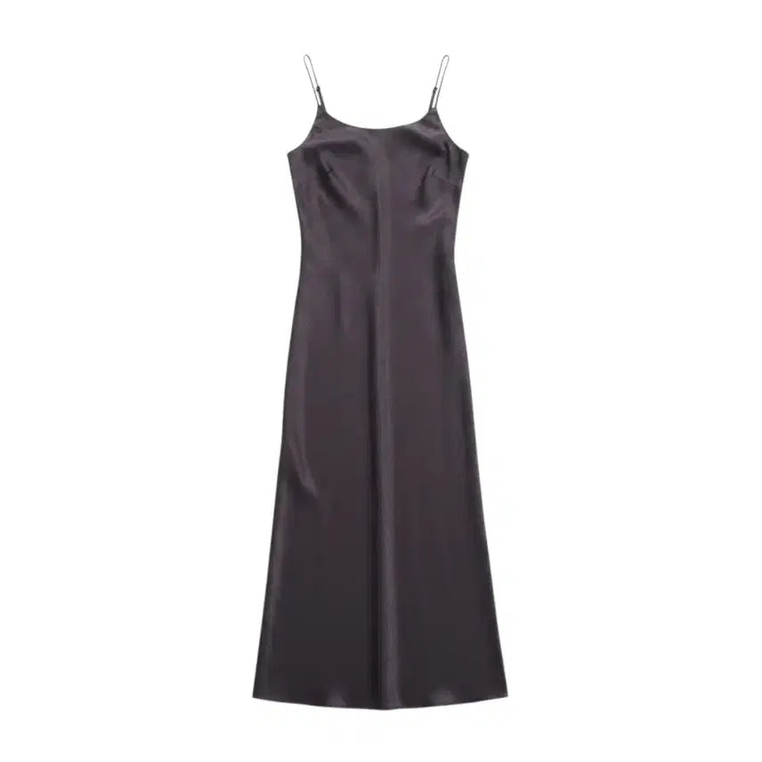 [BUNJANG] Women's Pink Bell Sleeveless Long Dress Charcoal / 여성F/ 핑크벨 차콜 나시 롱 원피스 16-20