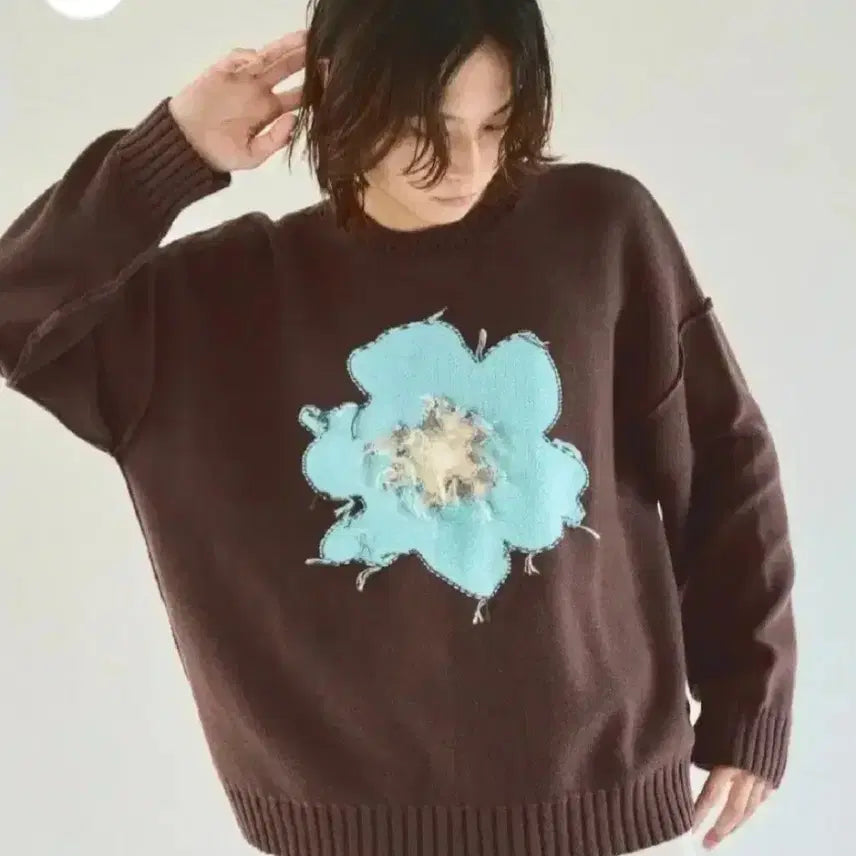 [BUNJANG] Camphor Wood Flower Sweater (Size M) / camphor wood 플라워 스웨터 m사이즈 니트 하나비 캠퍼우드