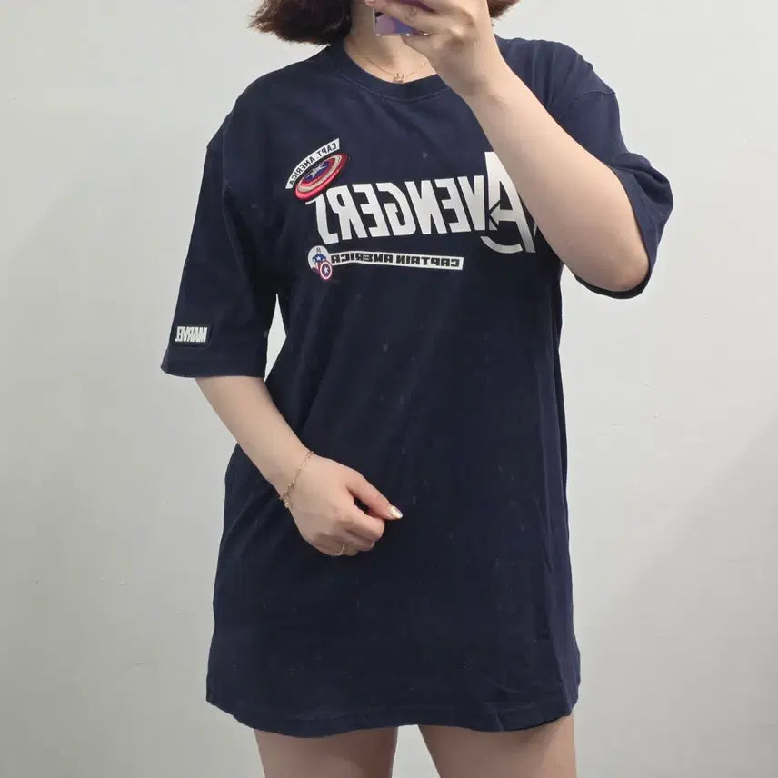 [BUNJANG] Marvel Avengers Short-Sleeve T-Shirt Navy XL / [프립]XL/마블 어벤져스 반팔 티셔츠 네이비